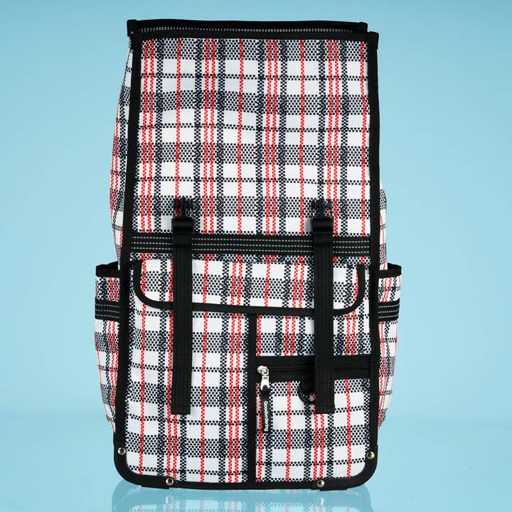 Tartan eco rolltop backpack & Pannier for wholesale by Goodordering