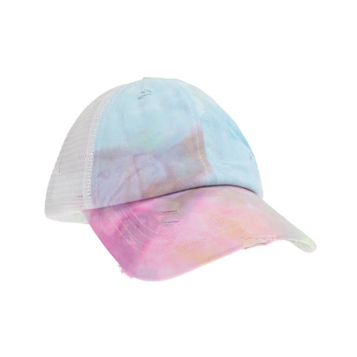 C.C Beanie – wholesale Baseballkeps – Barn – Barn Keps med Batikmönster och Korslagd Hög Hästsvans CC Ball Cap KIDSBT7913