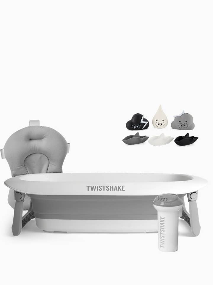 Baignoire, Coussin, Rinceur, 3x jouets de bain : requin et nuage pour la vente par Twistshake