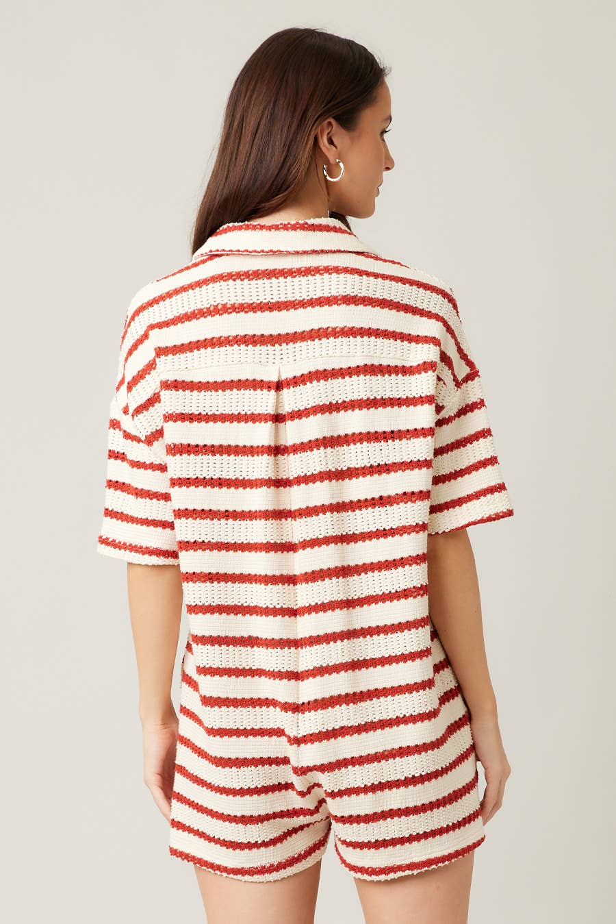 ILLA ILLA - Wholesale Romper - Women's - Slouchy Striped Crochet Romper5