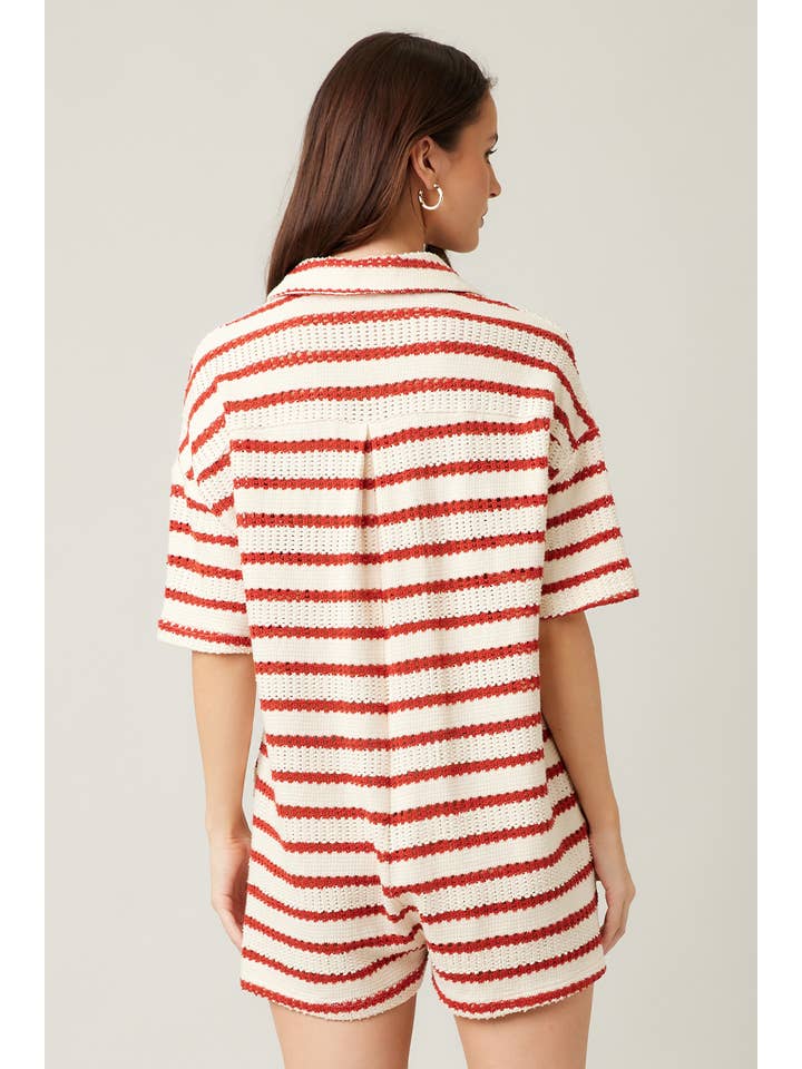 ILLA ILLA - Wholesale Romper - Women's - Slouchy Striped Crochet Romper5