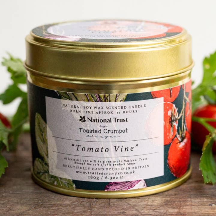 Tomato Vine Candle in a Matt Gold Tin for wholesale by Toasted Crumpet