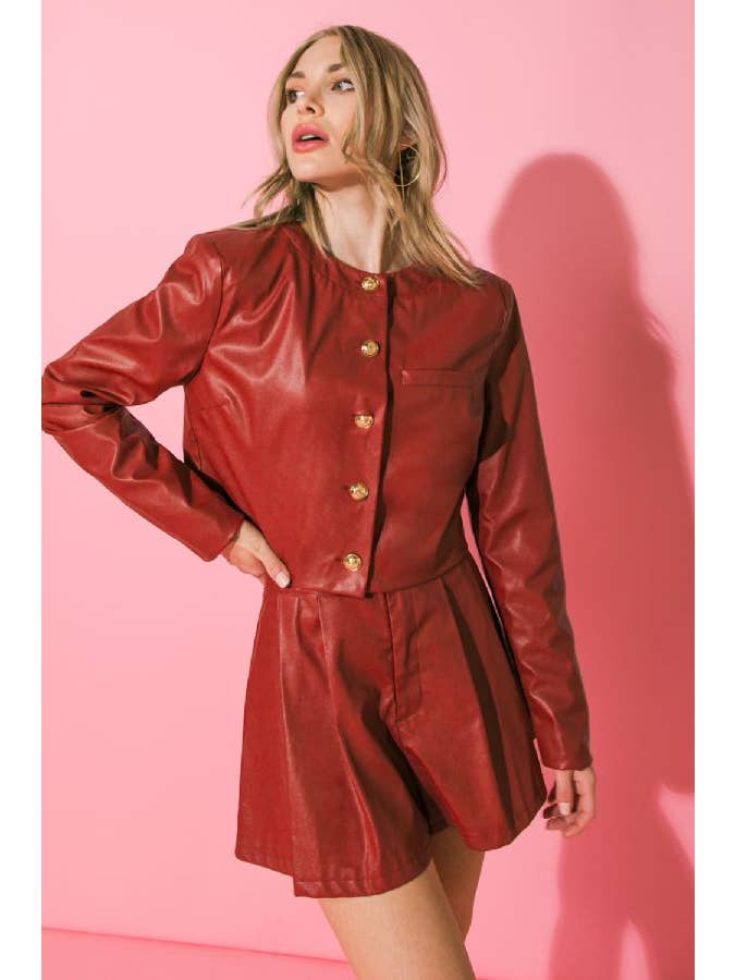 RED A faux leather bolero jacket-IJ10151 for wholesale on Faire