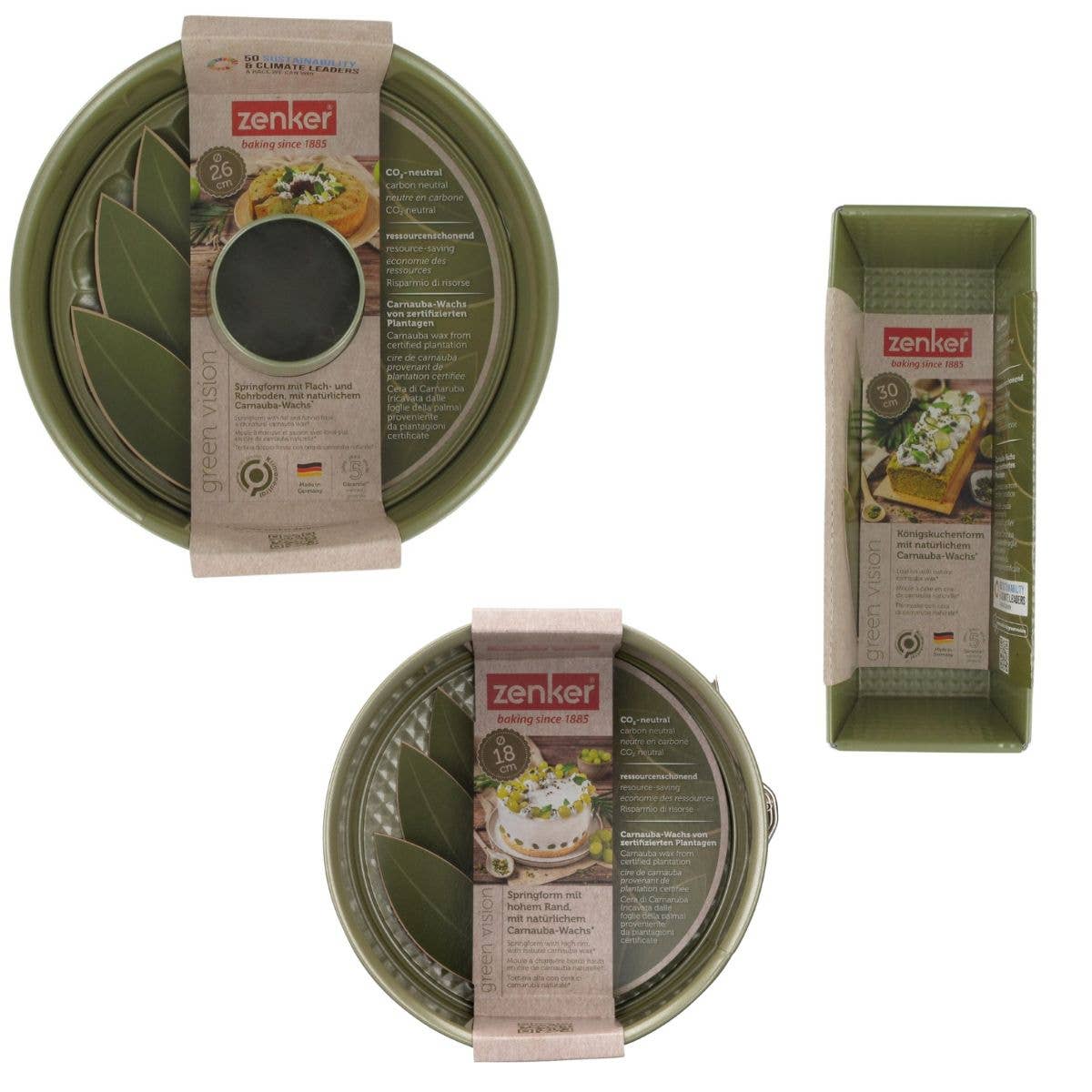 Zenker – wholesale Baking dish – Zenker Green Vision Set of 3 Cake Pans4