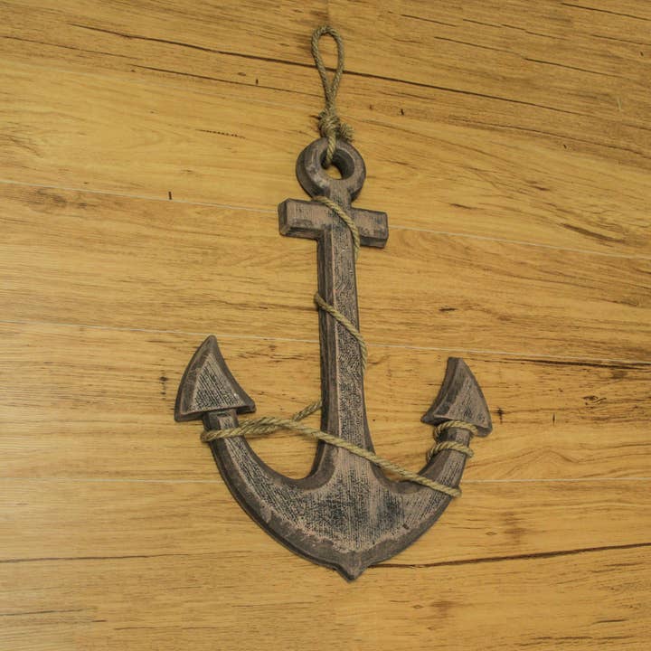 Zeckos – wholesale Dimensionell/3D-väggkonst – Naturligt brunt skepp ankare och rep nautisk väggbonad3