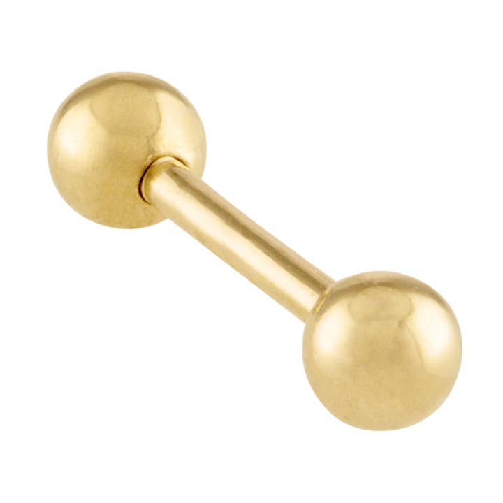 10kt Solid Gold 15mm Industrial Barbell Cartilage Earrings for wholesale by Zahav Jewelry