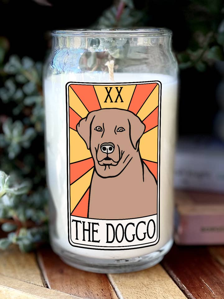 16oz Doggo Tarot Candle for wholesale by Restored Apothecary