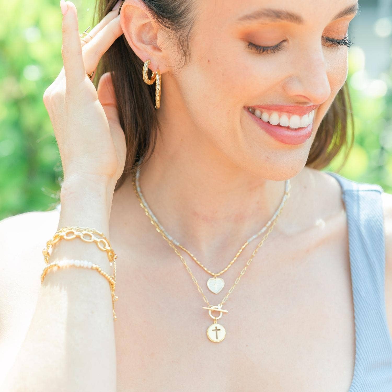 Splendid Iris - Wholesale Pendant/Charm Necklace - Cross Paperclip Toggle Necklace3