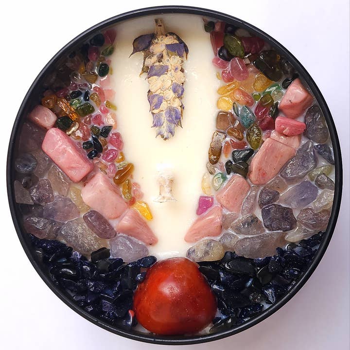 Harvest Moon • 8oz Soy Crystal Candle for wholesale by Nymph & Satyr Co.