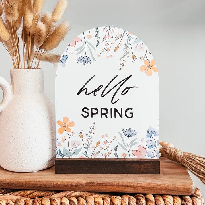Hello Spring Mini Arch Sign | Spring Sign for wholesale by Knotty Design Co.