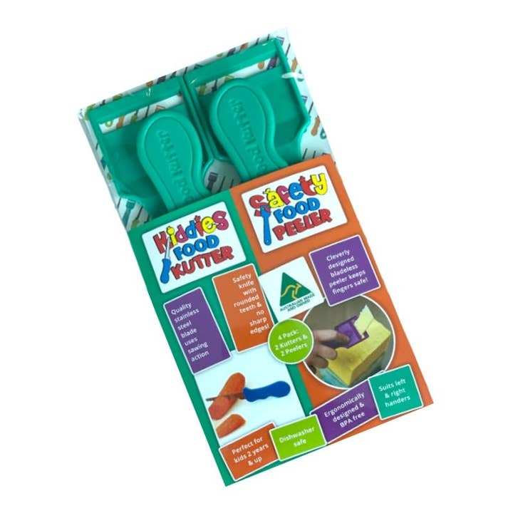 Safety Food Kutter - Wholesale Kitchen/utility knife - 4 Pack 2x Original Kiddies Food Kutter 2x Safety Food Peeler7