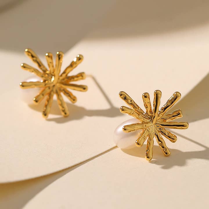 Stud Earrings with Starburst Design for wholesale by La Solana Design