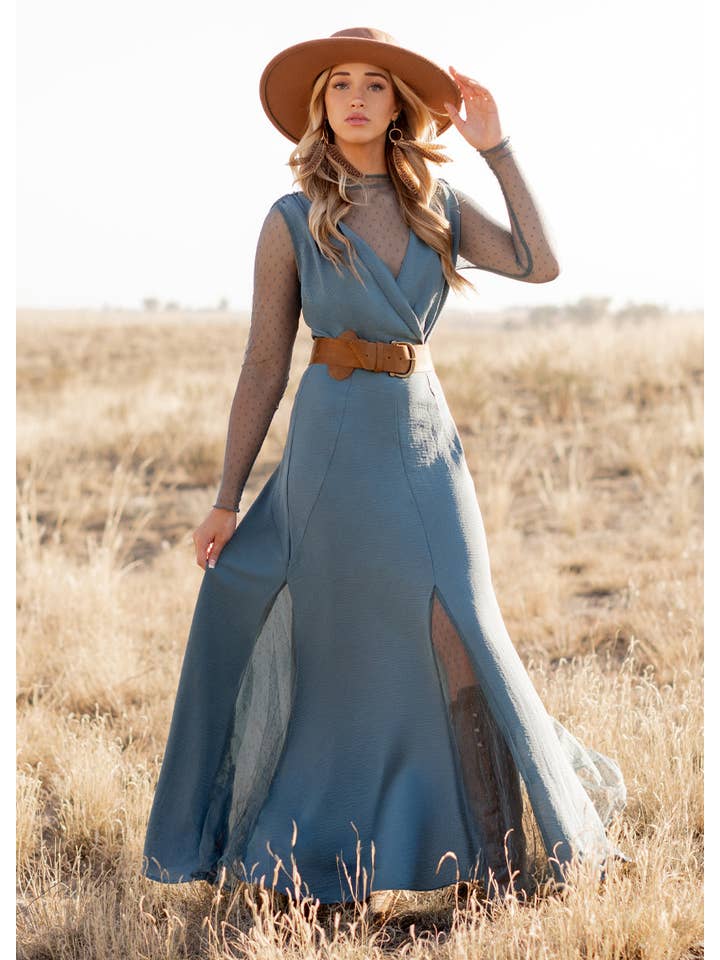 Joyfolie - Wholesale Dress - Women's - Tisannah Dress in Dusty Teal