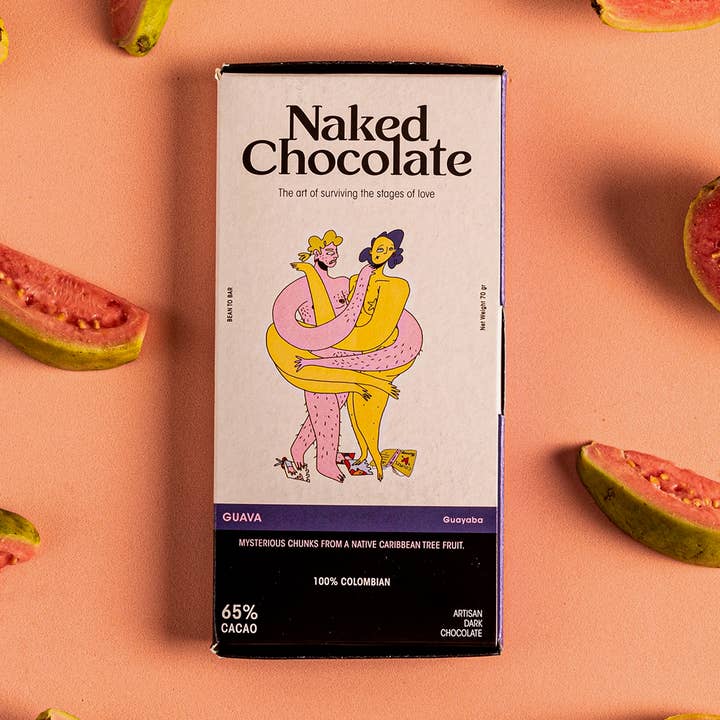 65% DUNKLE SCHOKOLADE MIT GUAVE für den Großhandel von Naked Chocolate