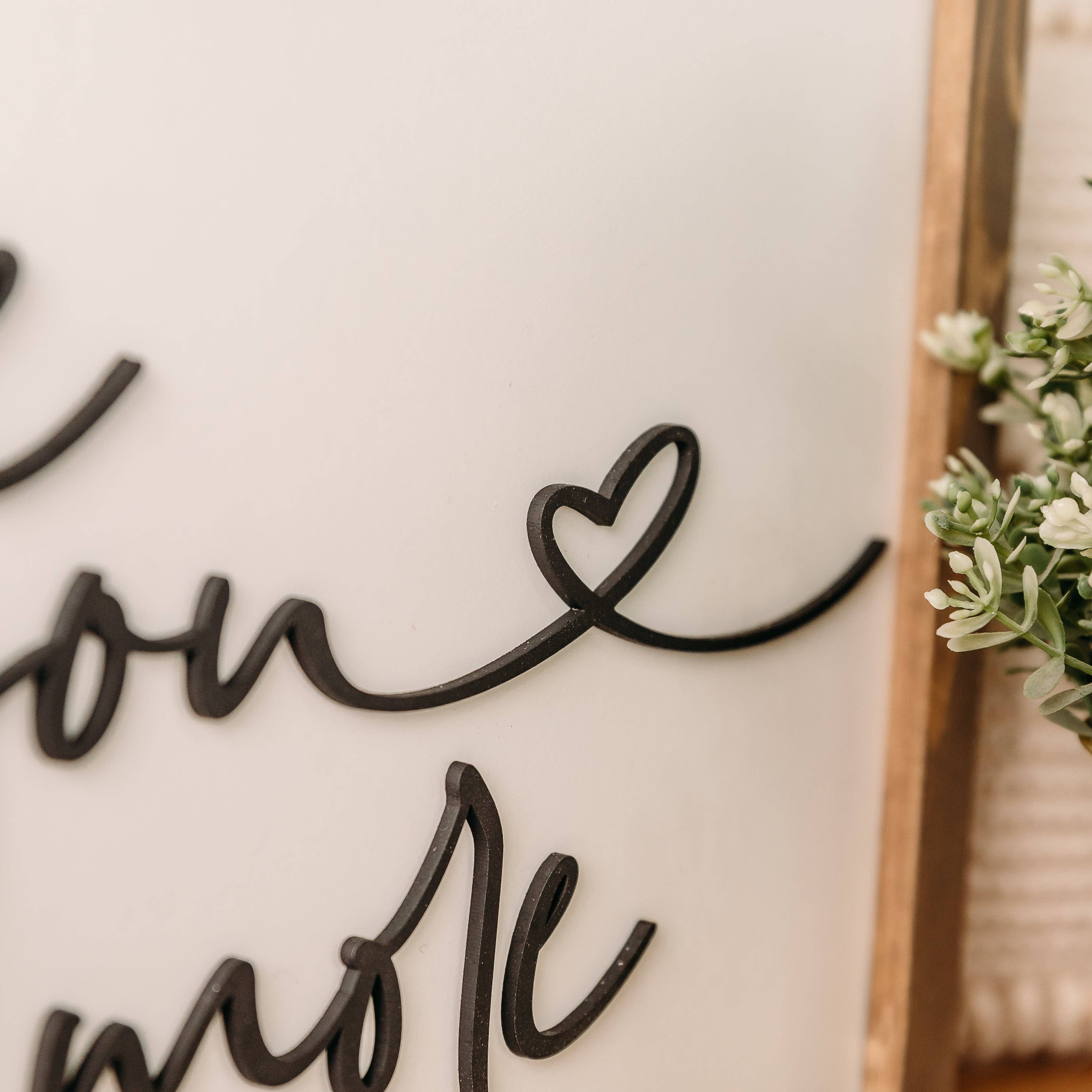 Nail and Hook Laser Cut Home Decor - Wholesale Sign - Love You More | 11x16 inch Wood Framed Sign | 3D Lettering3