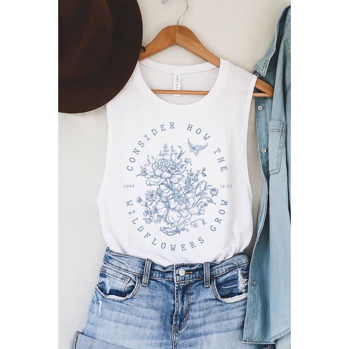 HRTandLUV - Wholesale Tank Top - Women's - WILD FLOWERS GROW MINERAL GRAPHIC TANK TOP