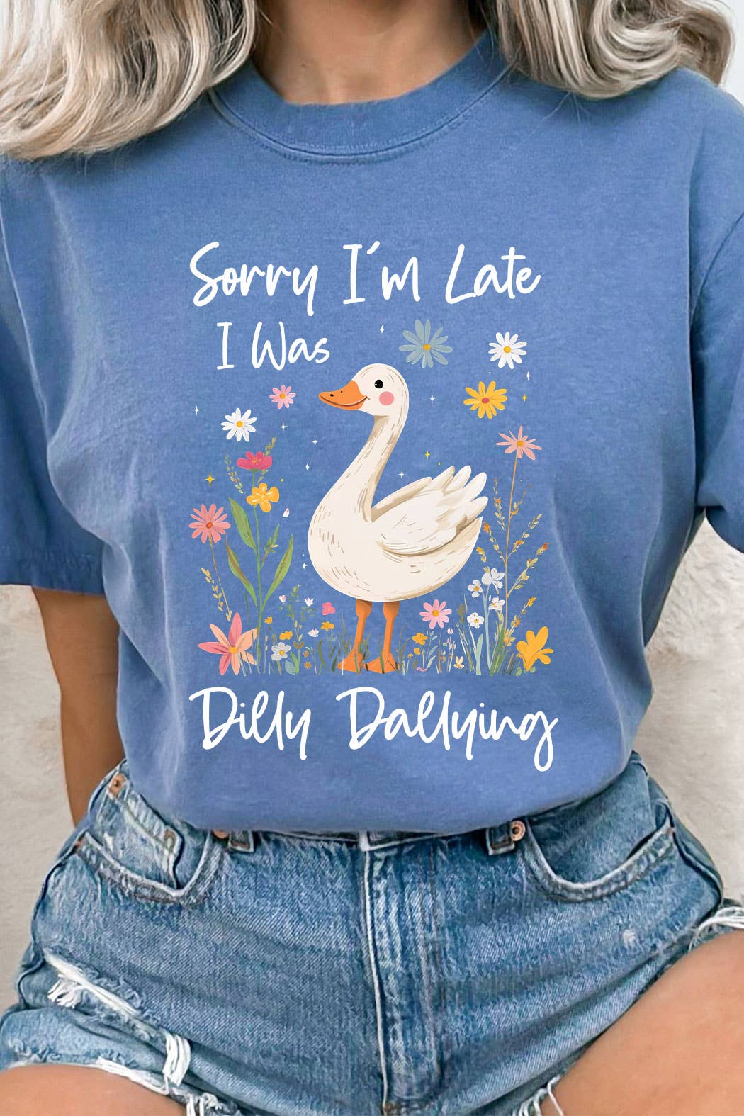 Kissed Apparel - Vendita all'ingrosso Maglietta serigrafata - Donna - Scusa per il ritardo, stavo perdendo tempo Comfort Colors1