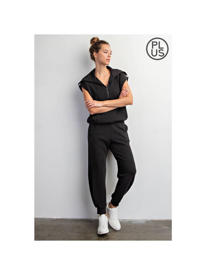 Rae Mode - Wholesale Athletic Top - Women's - PLUS SIZE MODAL SCUBA SHORT SLEEVE QUARTER ZIP TOP32