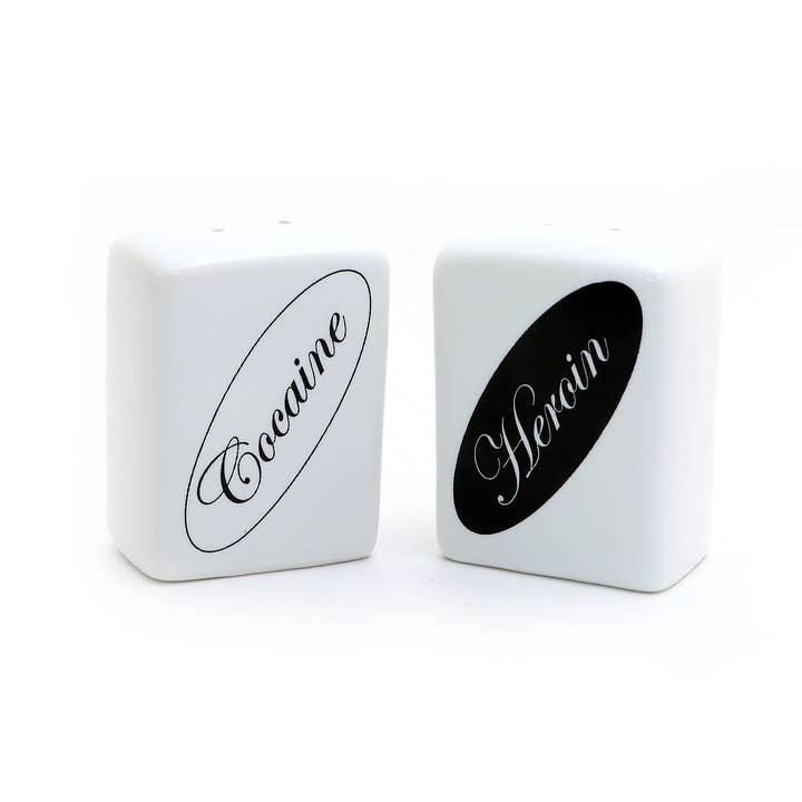 Lenny Mud - Wholesale Salt & Pepper Shaker Set - Cocaine and Heroin Salt and Pepper Shaker Set