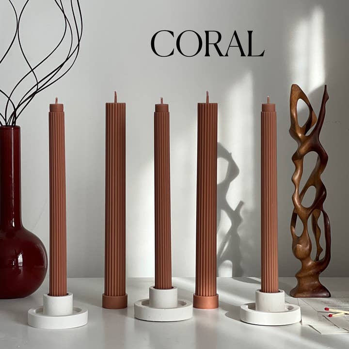 Estelle Studio - Wholesale Tapered Candle/Candlestick - Ribbed Taper Candle