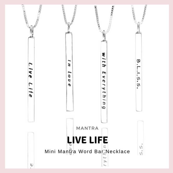 Live life ~ in love ~ Mini Mantra Word Bar Necklace for wholesale by Blossom Bliss Bali