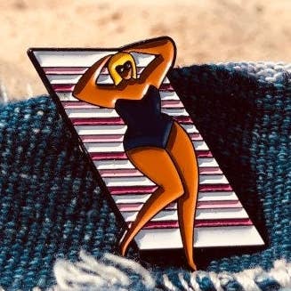 Gift for Teen Catchin' Rays Sunbather Enamel Pin for wholesale by Play Pins Studio