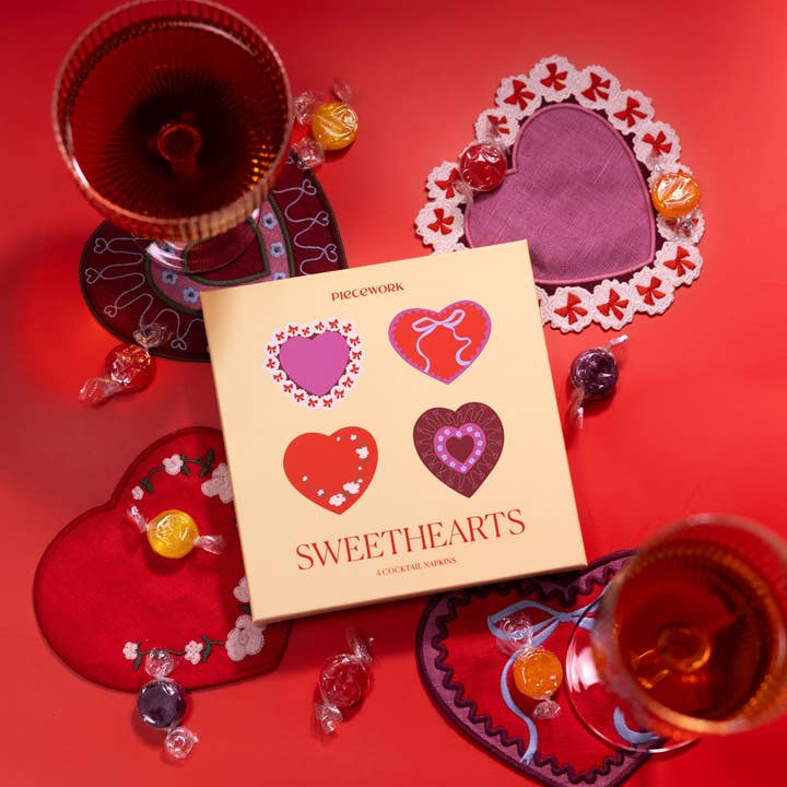✨NOUVEAU✨ Serviettes à cocktail Sweetheart - Lot de 4 pour la vente par Piecework