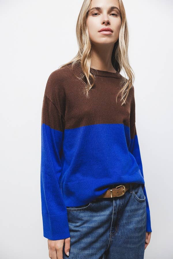 Lanidor - Wholesale Knit Sweater - Women's - Bicolour Knit Sweater (437281-19)1