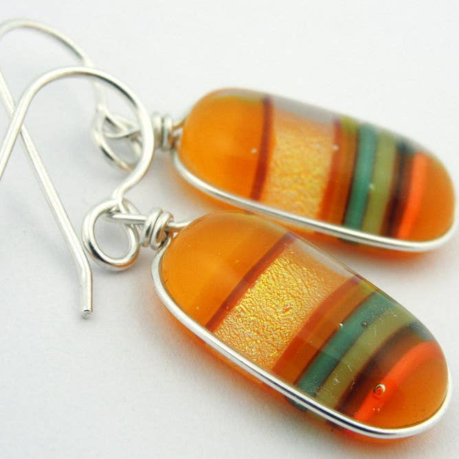 BM-172 : Boucles d'oreilles Heliogram II pour la vente par Momo Glassworks