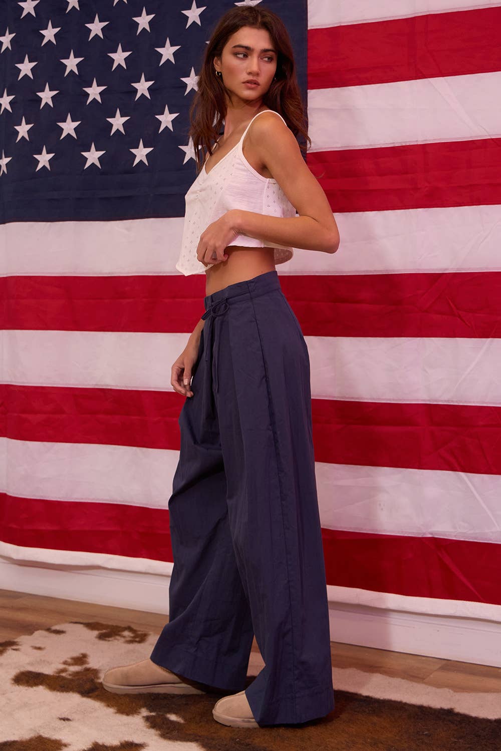 BUCKETLIST INC – wholesale Pants – Women's – IP5551 Overlapping Wrap Waist Tie Wide Leg Pants6