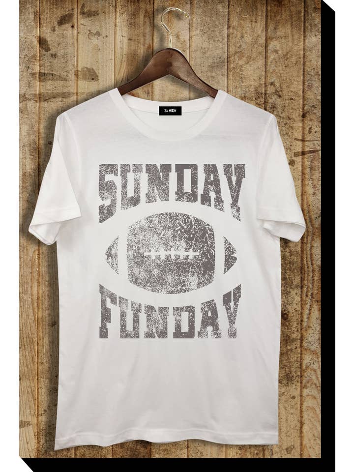 2&moon - Wholesale Screen Printed T-Shirt - Women's - Sunday Funday Football Graphic Tee.8