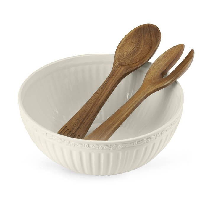 WHITE Mikasa Italian Countryside Salad Set Brown Bx Pkg for wholesale on Faire