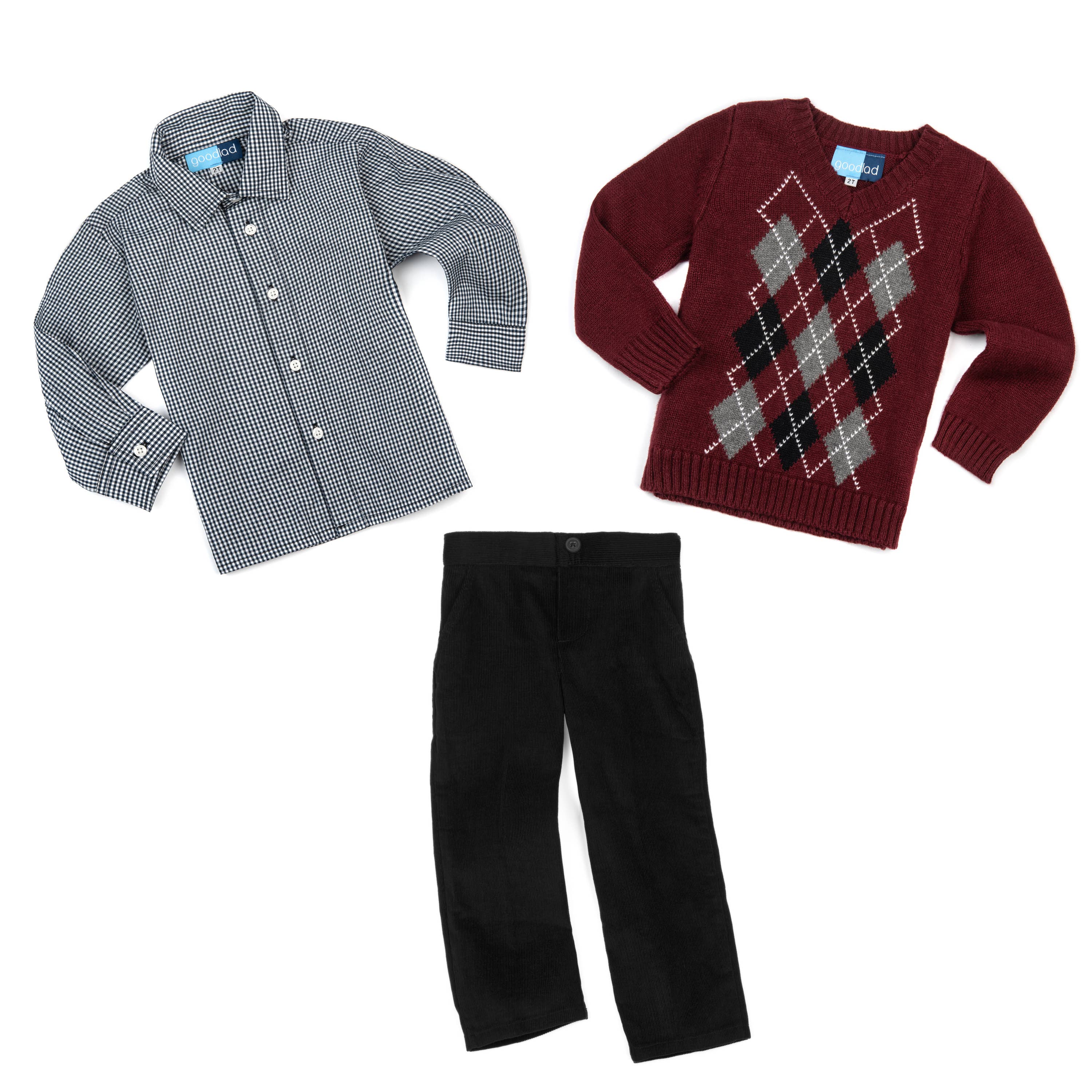 Good Lad Apparel - Wholesale Knit Sweater - Kids - Good Lad 4/7 Boys Burgundy Argyle Long Sleeve Sweater Set1