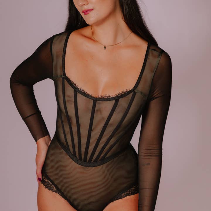 Madalynne Intimates - Wholesale Lingerie Bodysuit - Women's - Buffy Ready Made Bodysuit: Black3