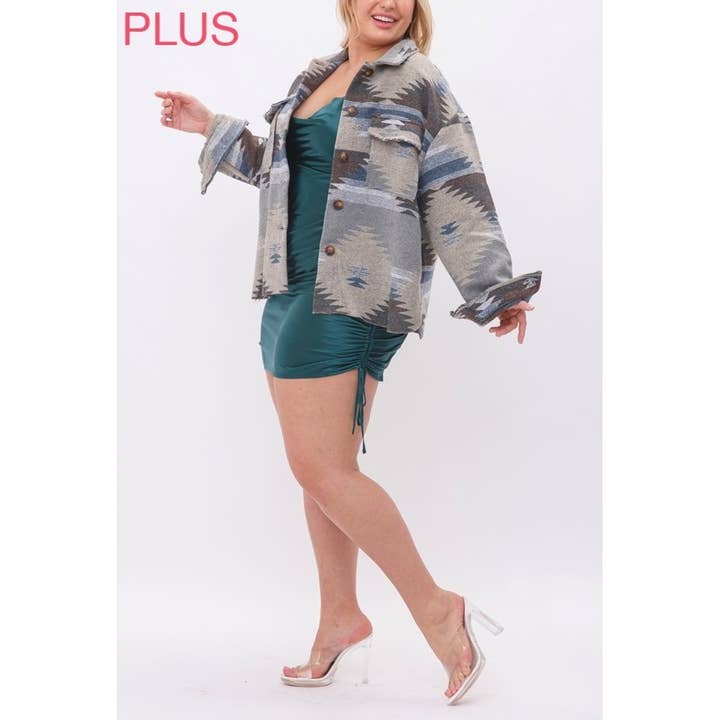 Coloring You – Engroshandel Skjortejakke/shacket – til kvinder – TRIBAL AZTEC MØNSTER KNAP NED SHACKET4