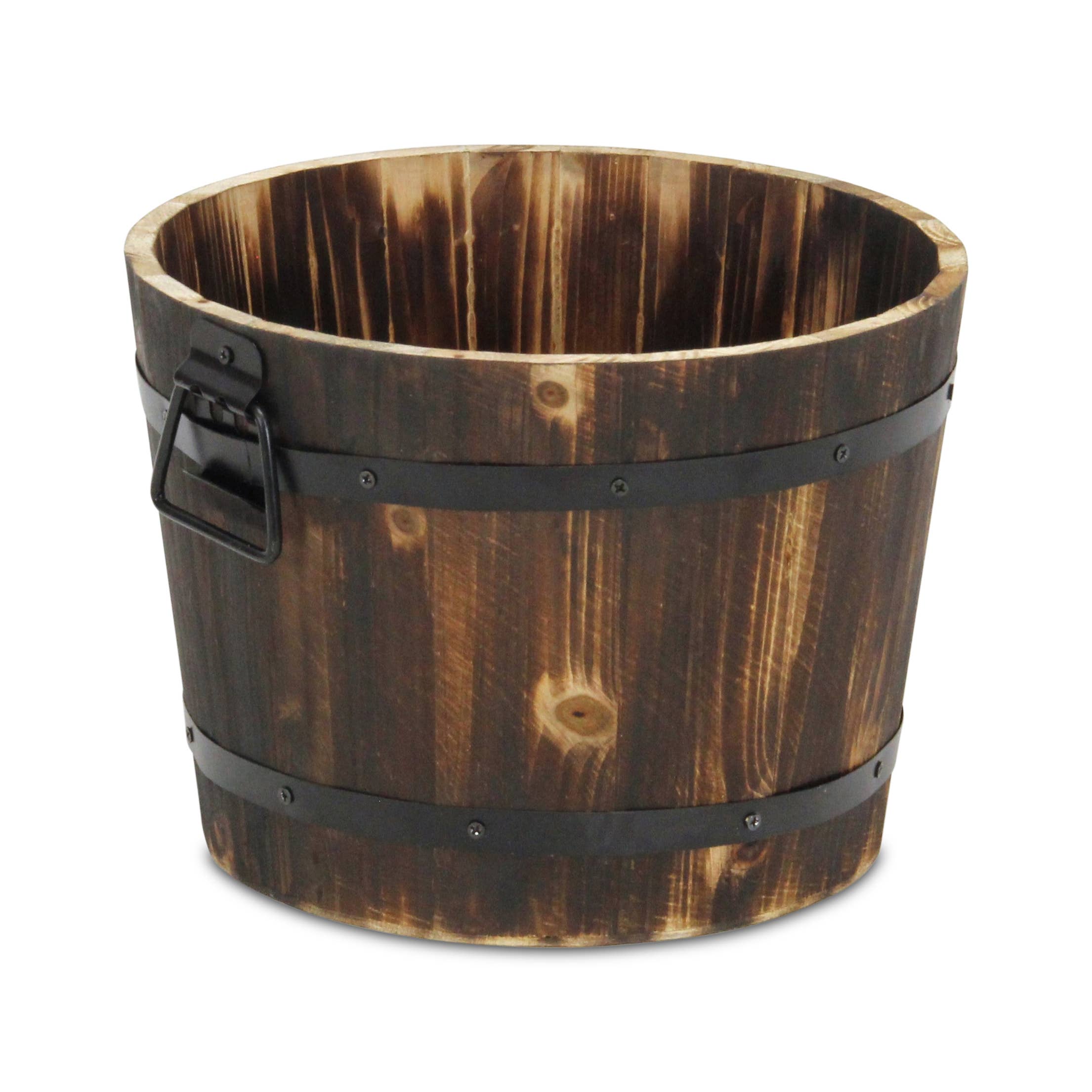 Cheungs Home Decor - Vente Pot - Seau décoratif en bois marron foncé Mariva avec accents et poignées en métal23