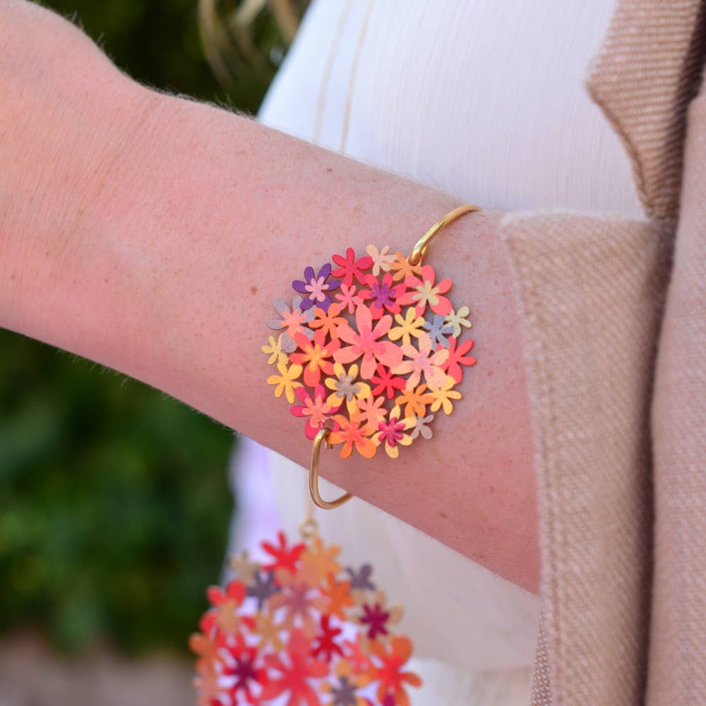 RAS - Wholesale Cuff Bracelet - Bouquet Orange Gold Plated Click Bracelet2