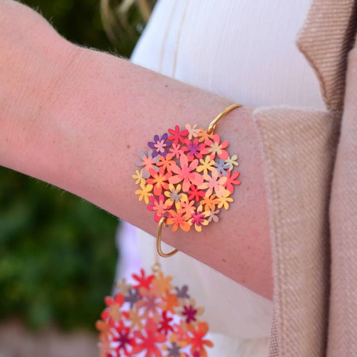 RAS - Wholesale Manchet-armband - Klikarmband Bouquet Oranje met Goudlaag2