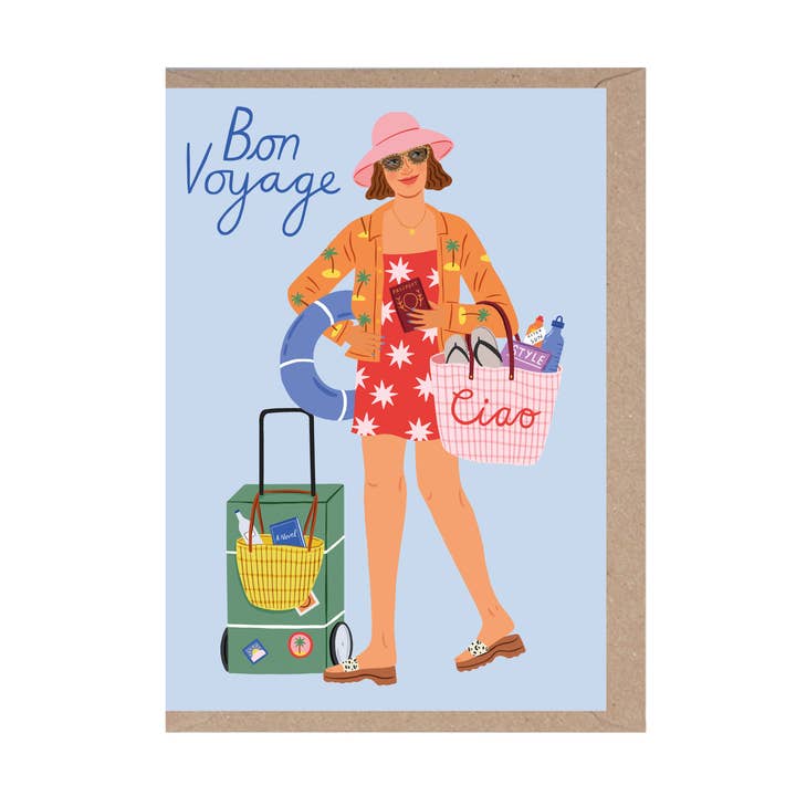 Bon Voyage - Leaving Card - Goodbye Card - Amelia Flower for wholesale by Rumble Cards