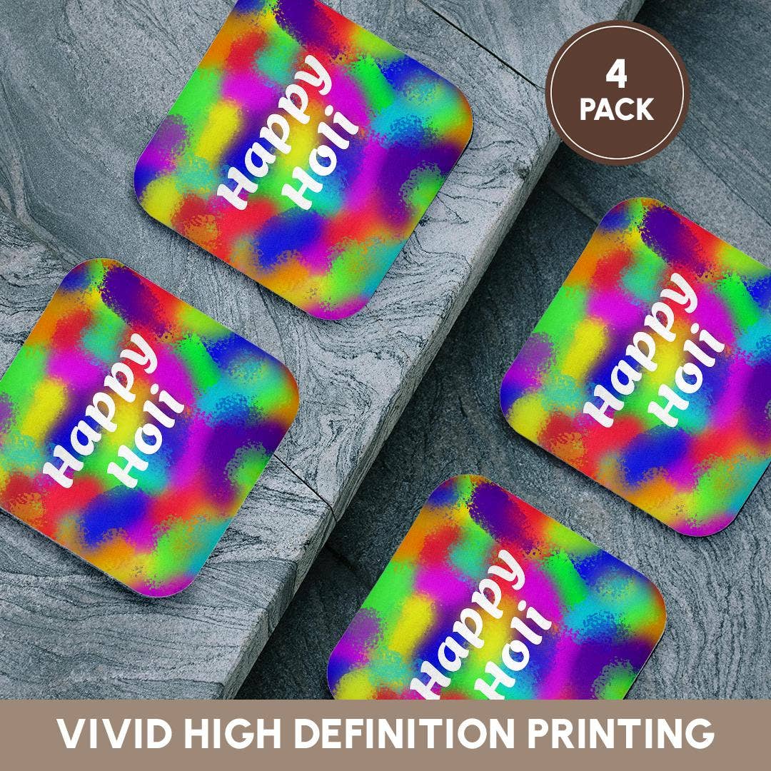 3dRose - Wholesale Coasters - 3dRose, Colorful Happy Holi greeting, Coaster12