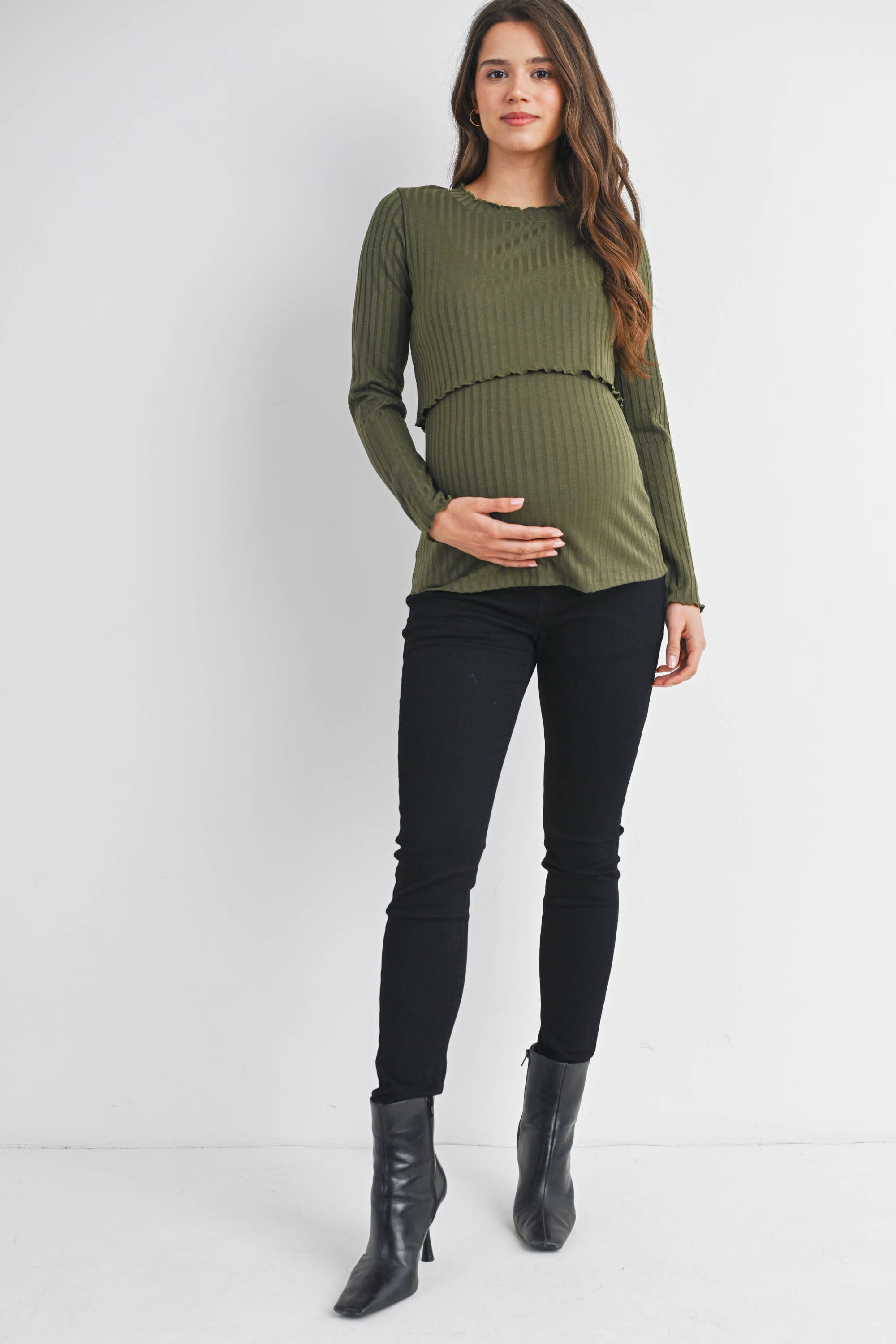 Hello Miz - Wholesale Nursing Top - Maternity - Ribbed Knit Long Sleeve Nursing Maternity Top12
