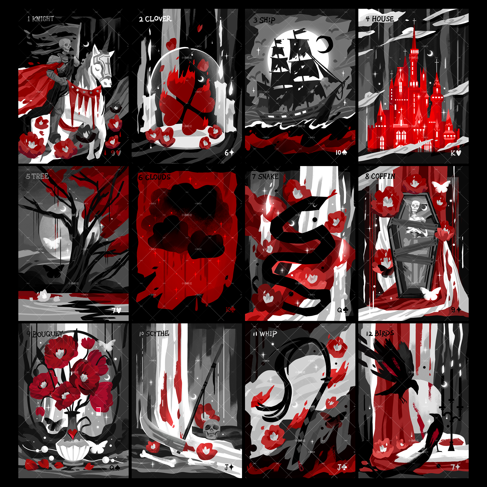 Vermilion Collection - Wholesale Tarot Cards - Blood Nightmare Lenormand11