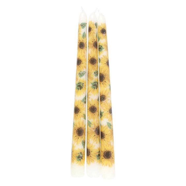 Something Different Wholesale – wholesale Tapered candle/candlestick – Set of 3 Sunflower Taper Candles4