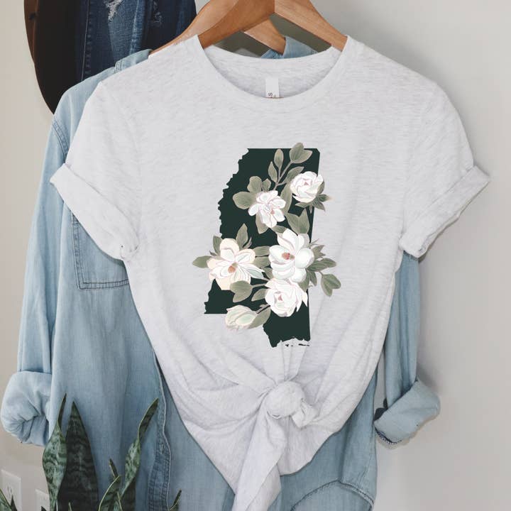 Camiseta Gráfica Mississippi Magnolias por atacado de Pink House On River Road