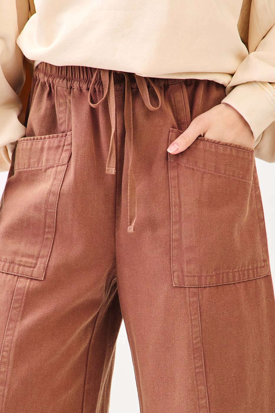 mittoshop - Wholesale Pants - Women's - MINERAL WASH WIDE LEG ELASTIC WAIST TWILL PANTS12