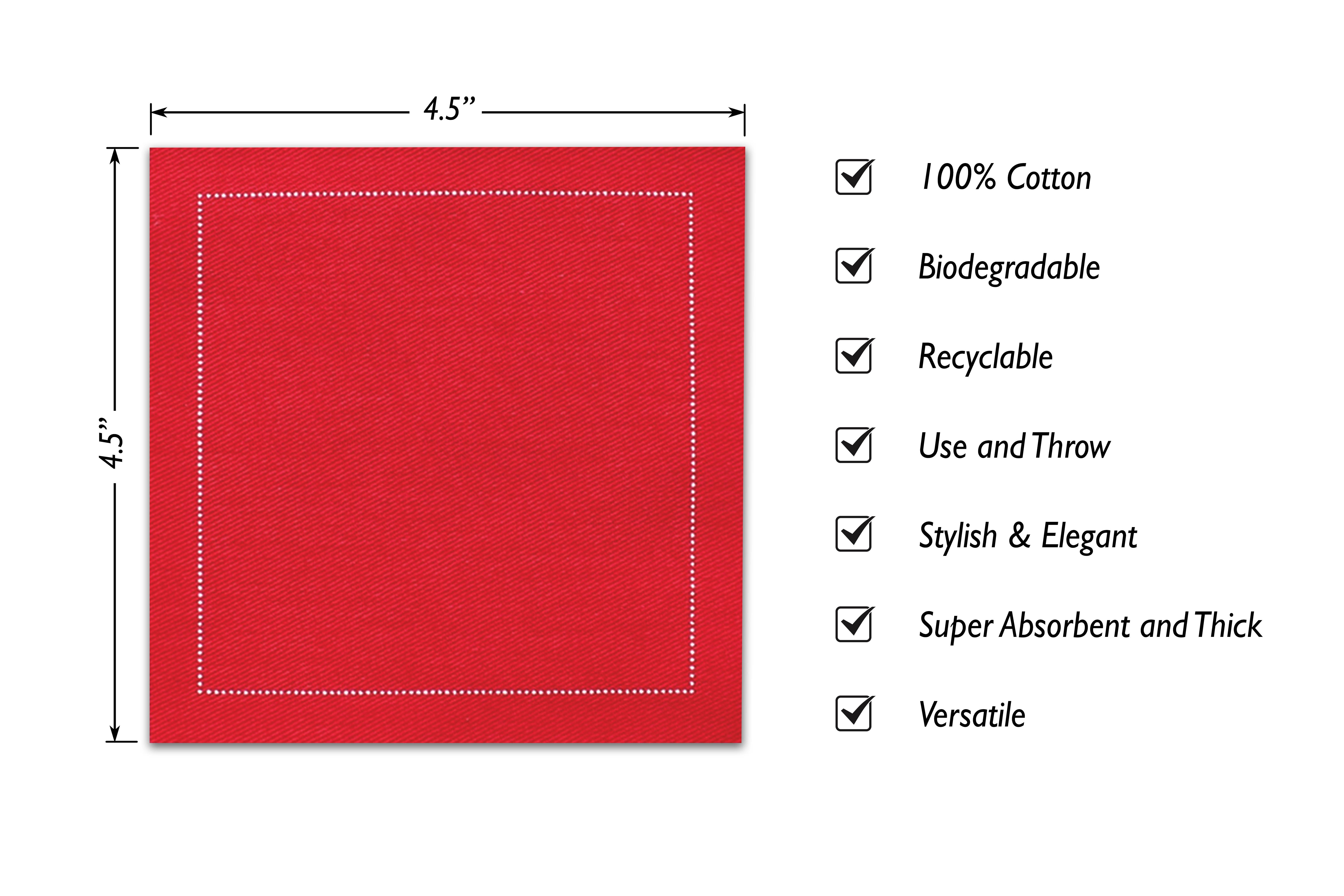 Noble Napkins - Wholesale Disposable Napkin - Luxury Cotton Cocktail Napkins, 4.5" x 4.5", 50 per pack2