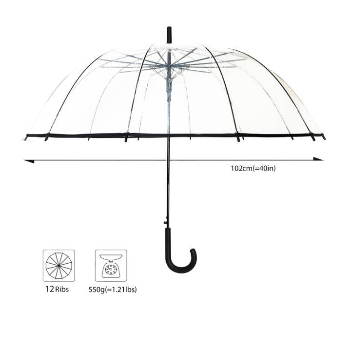 SMATI – Großhandel Regenschirm – Unisex – Großer transparenter Regenschirm mit schwarzem Rand