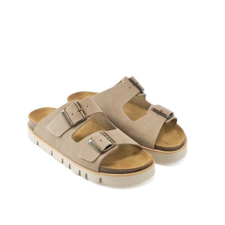 Mandél – wholesale Sandaler - Dam – Ciabatta två remmar ANA taupe - Art.MD0243
