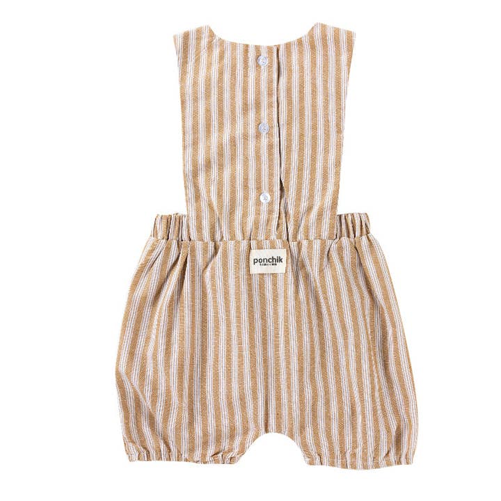 Ponchik Baby+Børn - Bomuld Pinafore Overalls - Hvede Stripe for engroshandel hos Ponchik Babies + Kids