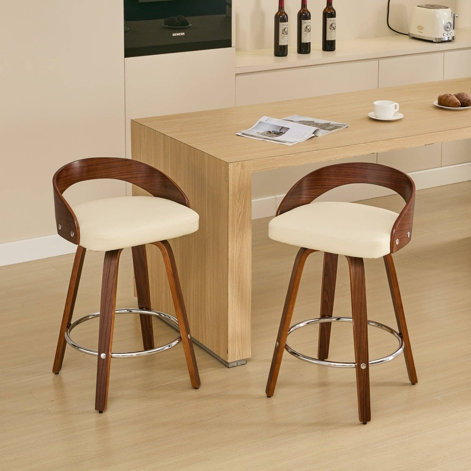 HOMYCASA DESIGN INC - Wholesale Stool - 2PcsMid-Century Swivel Counter Stools with Cushion 25" Heigh4